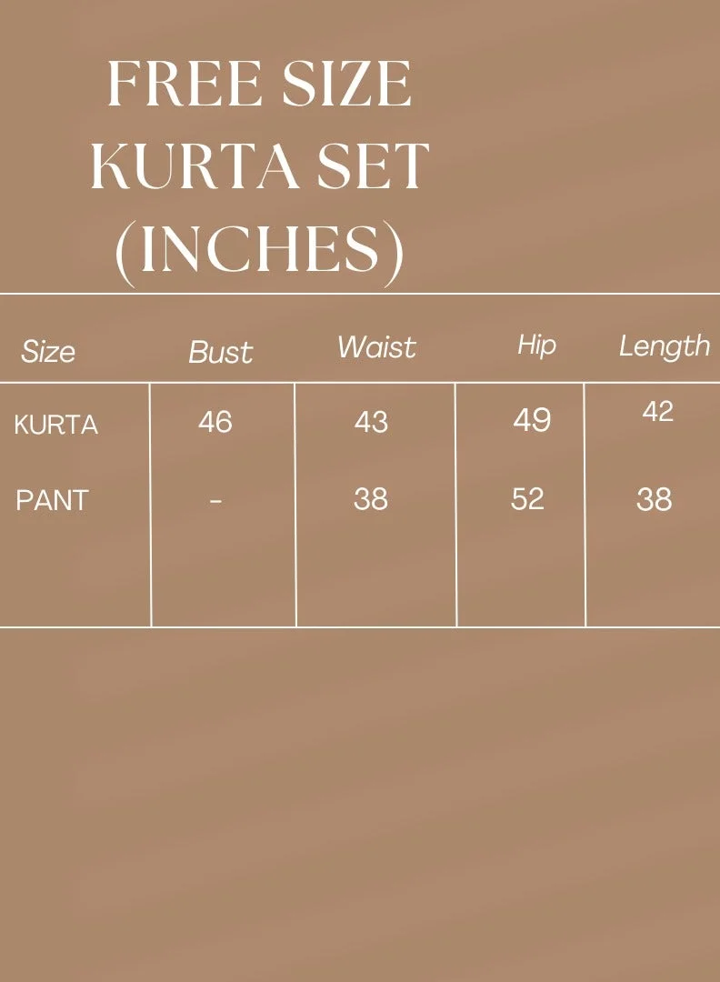 باناش برييا طقم كورتا قطني فاخر مطبوع يدويًا للنساء بمقاس واحد – من الملابس العرقية الهندية